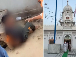 An online video depicted Bakshish sitting with his hands tied and bleeding, surrounded by a group of men at the gurdwara in Ferozepur district of Punjab