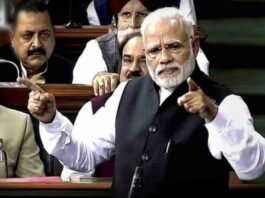 Prime Minister Narendra Modi adressing the Lok Sabha