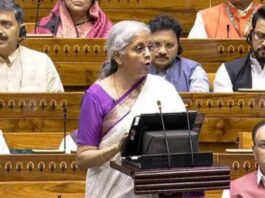 Union Finance Minister Nirmala Sitharaman announcing the Union Budget 2024 in Parliament